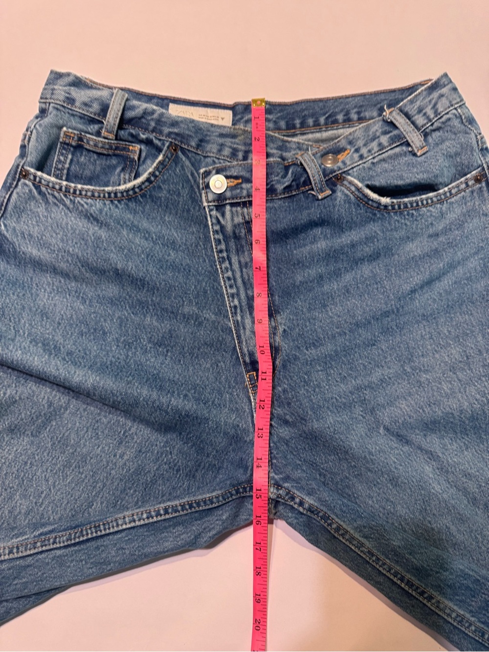 Zara Wide Leg Jeans Womens Crossover Blue High Rise Medium Wash Minimalist 12 - Picture 3 of 7